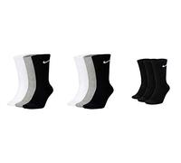 Nike 9 Pairs of Socks Men Women White Grey Black Tennis Socks Sports Socks Value Set SX7664 Size 34 36 38 40 42 44 46 48 50, unisex_adult, White, M