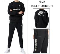 Nike Air Black Crew Neck FULL TRACKSUIT Designer Fleece Gym Top & Bottom DM5207
