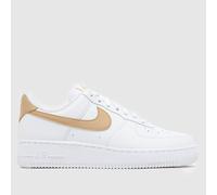 Nike Air Force 1 Trainers in White & Beige UK 6 (EU 40)