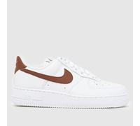 Nike Air Force 1 Trainers in White & Brown UK 4 (EU 37½)