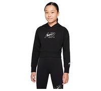 Nike Girl's Air Ft Hooded Sweatshirt, Black/White/Lt Smoke Grey, M