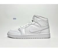 Nike Air Jordan 1 Mid Triple White Leather OG Retro Trainers Various Sizes