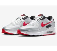 Nike Air Max 90 Icons Silver Bullet Sneakers Shoes Red Silver 40 US 7 DX4233-001