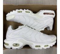 Nike Air Max Plus TN Trainers Triple White Leather Size UK6.5 EU40.5 AJ2029-100