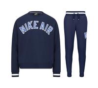 Nike Air Mens Cotton Fleece Crew Neck Pullover Tracksuit Set Navy