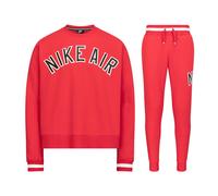 Nike Air Mens Cotton Fleece Crew Neck Pullover Tracksuit Set Red