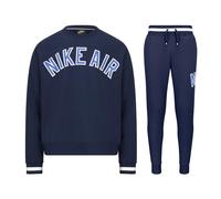 Nike Air Men's Fleece Tracksuit Set Navy Crewneck Sweatshirt & Joggers Bold Logo