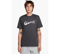 NIKE Air Mens Graphic T Shirt Sportswear Club Swoosh Logo Tee (UK, Alpha, S, Regular, Regular, Charcoal Black)