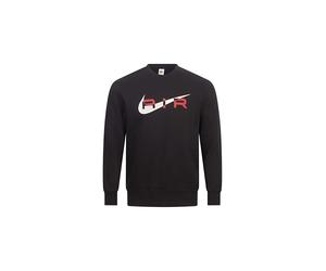 NIKE Air Mens Sweatshirt Swoosh Crew Neck Fleece Lined Top FN7692 (UK, Alpha, XL, Regular, Regular, Black/University Red)
