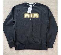 Nike Air Retro Sweatshirt Crew Neck Jumper Black Gold Size Small Adults New