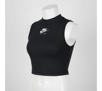 Nike Air Womens Tank Top Large Black Grey Ribbed Mock Neck Cropped Gym Holiday