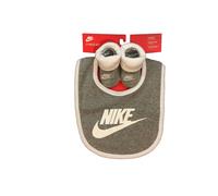 Nike Baby Bib & Booties 2-Piece Set (Heather Grey(LN0410-042)/White, 0-6 Months)