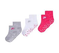 NIKE Baby Boys' Mid Cut Quarter Gripper Socks, Pink/White/Grey, 12-24 Months