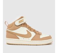 Nike Beige Multi Court Borough Mid 2 Girls Youth Trainers UK 4 (EU 36½)