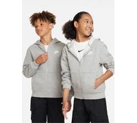 Nike Big Kids Sportswear Club Full Zip Hoodie, Dk Grey Heather/Base Grey/Whit, Size S Dk Grey Heather/Base Grey/Whit