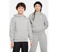 Nike Big Kids Sportswear Club Pullover Hoodie, Dk Grey Heather/White, Size S Dk Grey Heather/White