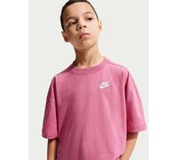 Nike Big Kids Sportswear Oversized Embroidered Futura T-Shirt, Peony, Size M Peony