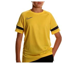 NIKE Boy's Academy 21 Training Top T Shirt, Tour Yellow/Black/Anthracite/Black, S UK
