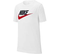 NIKE Boy's B Nsw Tee Futura Icon Td T Shirt, White/Obsidian/(University Red), 7 Years UK