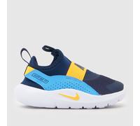 Nike Boys Flex 4 Runner Trainers in Navy & Yellow, Logo Detail, Size: 2.5 UK 2.5 (EU 18½)