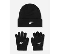 Nike Boys Futura Beanie Hat And Gloves Set in Black - Black - 4 - 7 Yrs