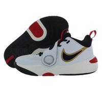 NIKE Boys Team Hustle D 11 (Gs) Sneaker, White Black Metallic Gold University Red, 4 UK