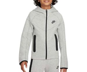 Nike Boys Tech Fleece Jacket, Dk Grey Heather/Black/Black, 7-8 Years EU