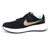 NIKE Boy's Unisex Kids Revolution 6 Gym Shoes, Black Red Bronze Mint Foam, 3 UK Child
