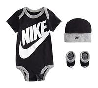 NIKE Children's Apparel Baby Boys' Hat, Bodysuit and Bootie Three Piece Set Socks, Black Sportswear, 0-6 Months