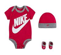 NIKE Baby Boys' Hat, Bodysuit and Bootie Three Piece Set Socks, Pink Sportswear, 0-6 Months