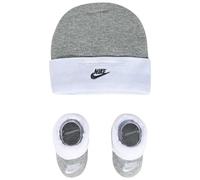 NIKE Children's Apparel Baby Hat and Bootie Two Piece Set Socks, Grey/White, 0-6 Months