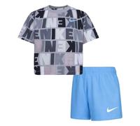 Nike Childrens/Kids Knitted T-Shirt & Shorts Set - Blue/Grey/White - 6-7 Years - Blue/Grey/White - 60% Cotton/40% Polyester