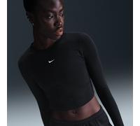 Nike Chill Knit Women's Slim Long-Sleeve Cropped Top - Black - Modal/Cotton/Elastane M (UK 12-14)