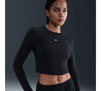 Nike Chill Knit Women's Slim Long-Sleeve Cropped Top - Black - Modal/Cotton/Elastane XL (UK 20-22)