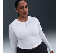 Nike Chill Knit Women's Slim Long-Sleeve Cropped Top - White - Modal/Cotton/Elastane 2X