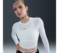 Nike Chill Knit Women's Slim Long-Sleeve Cropped Top - White - Modal/Cotton/Elastane XL (UK 20-22)