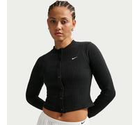 Nike Chill Knit Women's Slim Wide-Ribbed Cardigan - Black - Rayon/Acrylic/Cotton