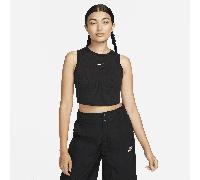 Nike Chill Knit Women's Tight Cropped Mini-Rib Tank Top - Black M (UK 12-14)