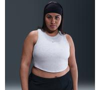 Nike Chill Knit Women's Tight Cropped Mini-Rib Tank Top - Brown - Polyester/Lyocell/Elastane 1X