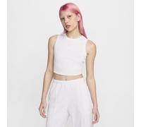 Nike Chill Knit Women's Tight Cropped Mini-Rib Tank Top - Brown - Polyester/Lyocell/Elastane M (UK 12-14)