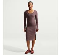 Nike Chill Knit Women's Tight Long-Sleeve Midi Mini-Rib Dress - Purple - Polyester/Lyocell/Elastane XXL (UK 24-26)
