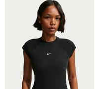 Nike Chill Knit Women's Tight Short-Sleeve Ribbed Top - Black - Polyester/Lyocell/Elastane XS (UK 4-6)