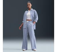 Nike Chill Poplin Women's Mid-Rise Loose Striped Trousers - Blue - Cotton S (UK 8-10)