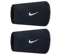 Nike Classic Swoosh Double Wide Wristband (Pack of 2) - Black/White - Black/White - One Size - 72% Cotton/22% Nylon/4% Rubber/2% Spandex