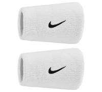 Nike Classic Swoosh Double Wide Wristband (Pack of 2) - White/Black - White/Black - One Size - 72% Cotton/22% Nylon/4% Rubber/2% Spandex