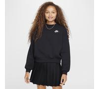 Nike Sportswear Club Fleece Girls' Boxy Crew-Neck Sweatshirt - Black - Cotton/Polyester M