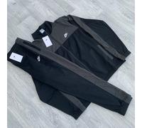 Mens Nike Poly Knit Full Tracksuit Set Jacket Trousers Football Black Grey Large