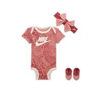 NIKE Coral Graphic NN1008 PINK Baby 3 Piece Bodysuit Beanie Socks 0-6 Months