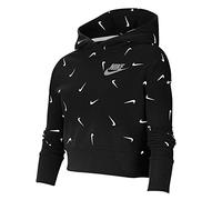 Nike Crop Aop Hoodie Kids Hoodie - Black/White/Lt Smoke Grey, L