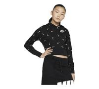 Nike Crop Aop Hoodie Kids Hoodie - Black/White/Lt Smoke Grey, S